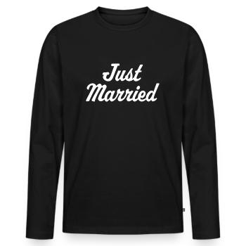 Just Married - Men's Premium Organic Long Sleeve Shirt - black - Front - Nico (187cm)
