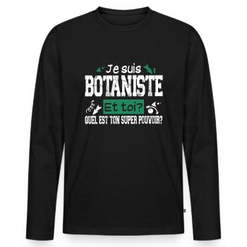 Botaniste Botanique Homme Cadeau Jardinier Jardin - T-shirt manches longues Premium bio Homme - noir - Devant - Nico (187cm)