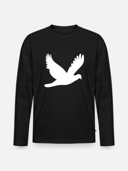 Weiße Friedenstaube - Männer Premium Bio Langarmshirt - Schwarz