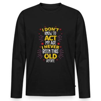 birthday present - Men's Premium Organic Long Sleeve Shirt - black - Front - Nico (187cm)