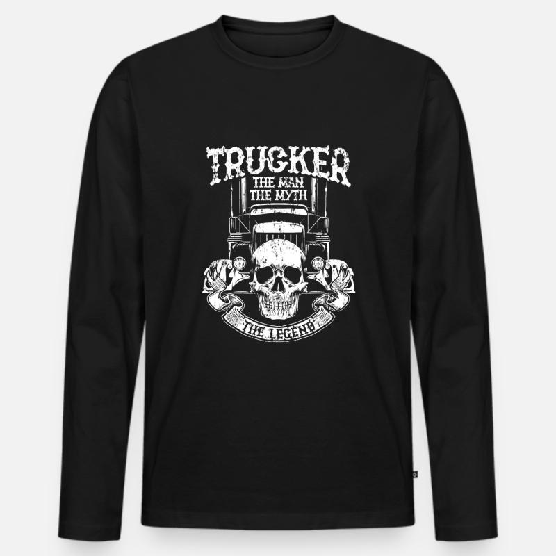 Trucker - Männer Premium Bio Langarmshirt - Schwarz