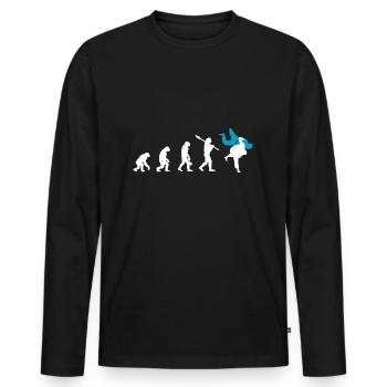 Judo Evolution cool judoka retro gift - Men's Premium Organic Long Sleeve Shirt - black - Front - Nico (187cm)