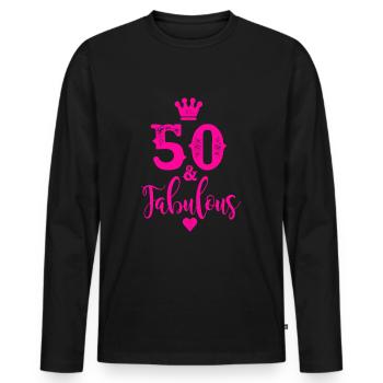 50th Birthday 50 Years Women Women's Saying - Men's Premium Organic Long Sleeve Shirt - black - Front - Nico (187cm)