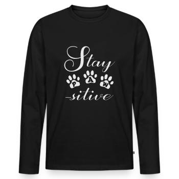 Chien chiens vue positive humour cadeau - T-shirt manches longues Premium bio Homme - noir - Devant - Nico (187cm)