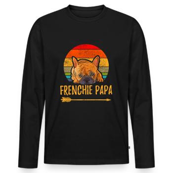 French bulldog Frenchie papa father - Men's Premium Organic Long Sleeve Shirt - black - Front - Nico (187cm)