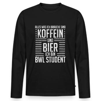 BWL Betriebswirtschaftslehre Design - Männer Premium Bio Langarmshirt - Schwarz - Vorne - Nico (187cm)
