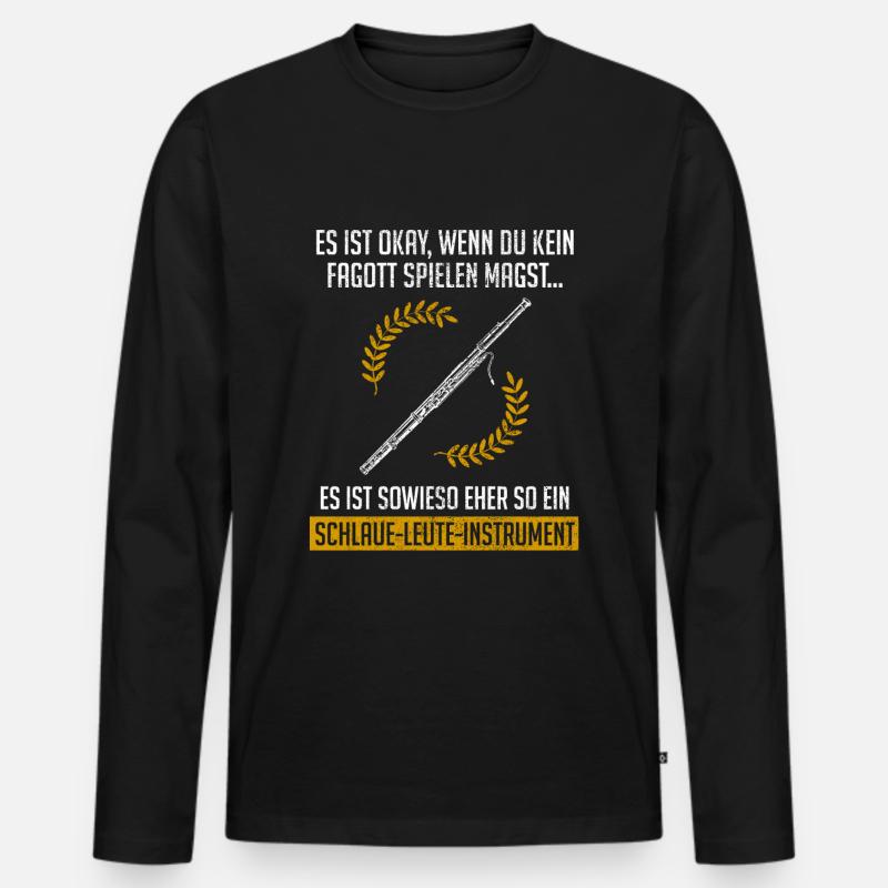 Fagott Spielen Design - Männer Premium Bio Langarmshirt - Schwarz