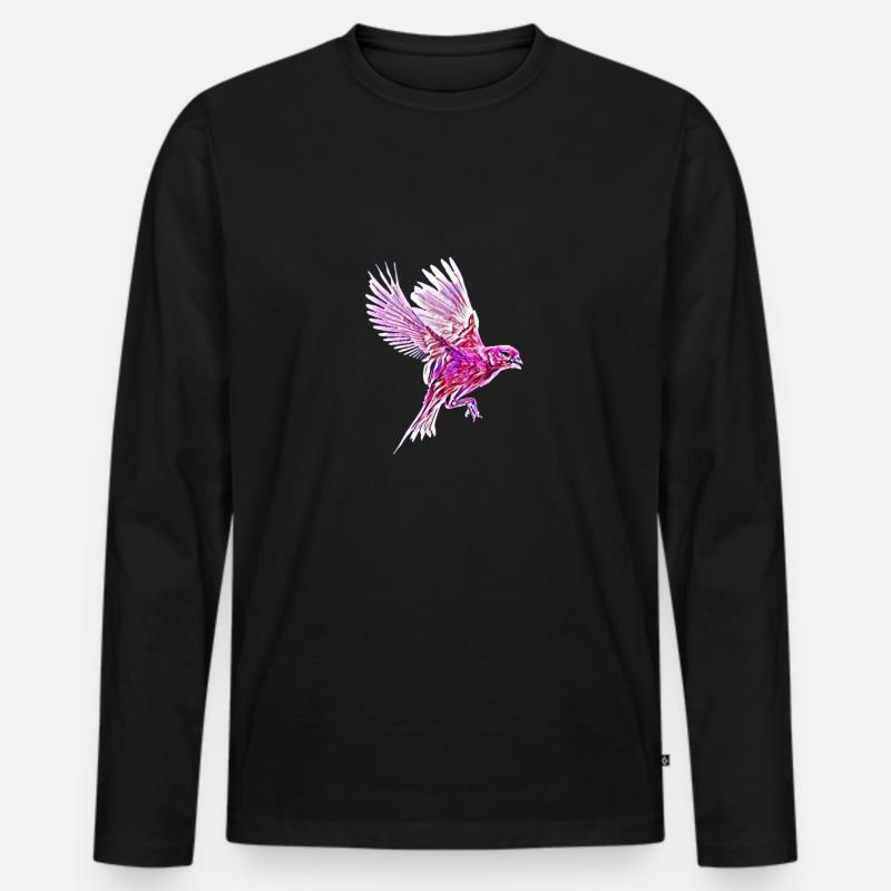 Vogel - Männer Premium Bio Langarmshirt - Schwarz