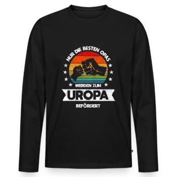 Uropa Geschenk - Männer Premium Bio Langarmshirt - Schwarz - Vorne - Nico (187cm)