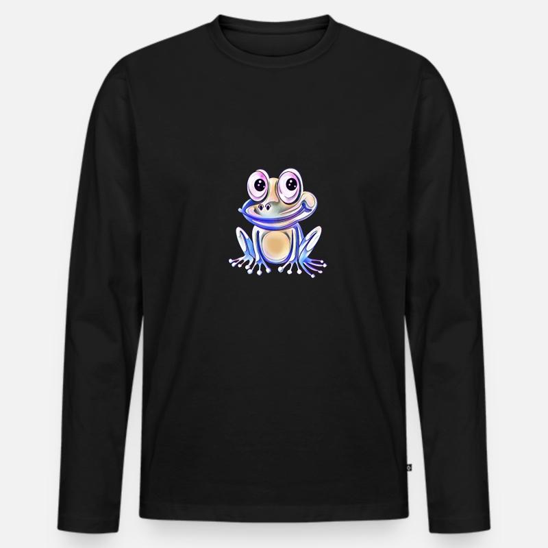 Frosch - Männer Premium Bio Langarmshirt - Schwarz