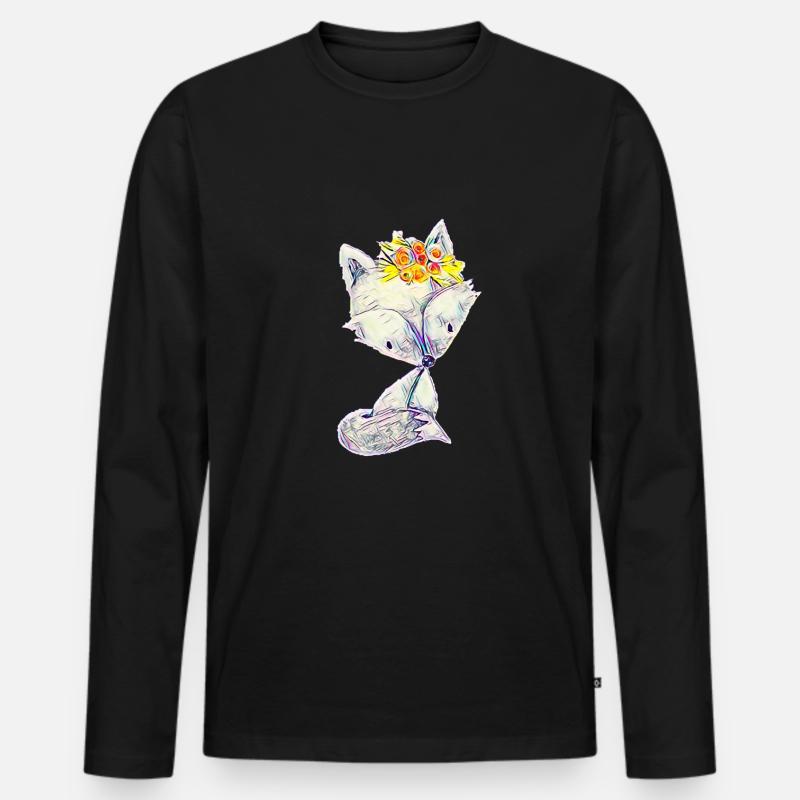 Fuchs - Männer Premium Bio Langarmshirt - Schwarz