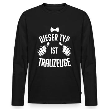 Trauzeuge - Männer Premium Bio Langarmshirt - Schwarz - Vorne - Nico (187cm)