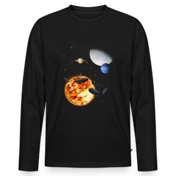 Universe - Men's Premium Organic Long Sleeve Shirt - black - Front - Nico (187cm)