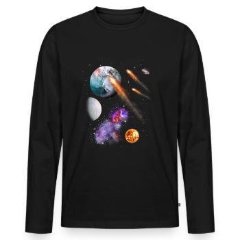 Universe - Men's Premium Organic Long Sleeve Shirt - black - Front - Nico (187cm)