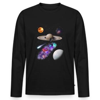 Espace - T-shirt manches longues Premium bio Homme - noir - Devant - Nico (187cm)