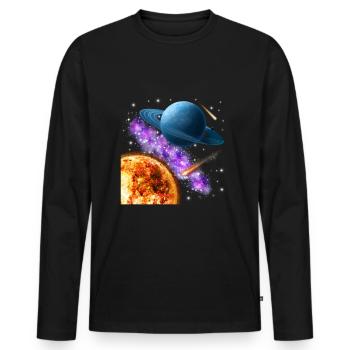 espace - T-shirt manches longues Premium bio Homme - noir - Devant - Nico (187cm)