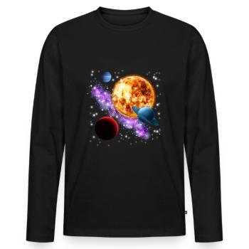 universe - Men's Premium Organic Long Sleeve Shirt - black - Front - Nico (187cm)