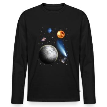 universe - Men's Premium Organic Long Sleeve Shirt - black - Front - Nico (187cm)