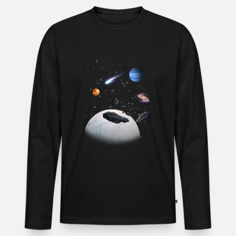 Sonnensystem - Männer Premium Bio Langarmshirt - Schwarz