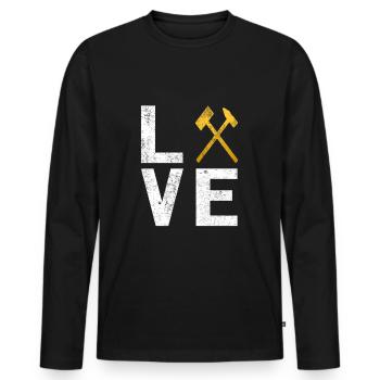 Miner mining mallets and irons - Men's Premium Organic Long Sleeve Shirt - black - Front - Nico (187cm)