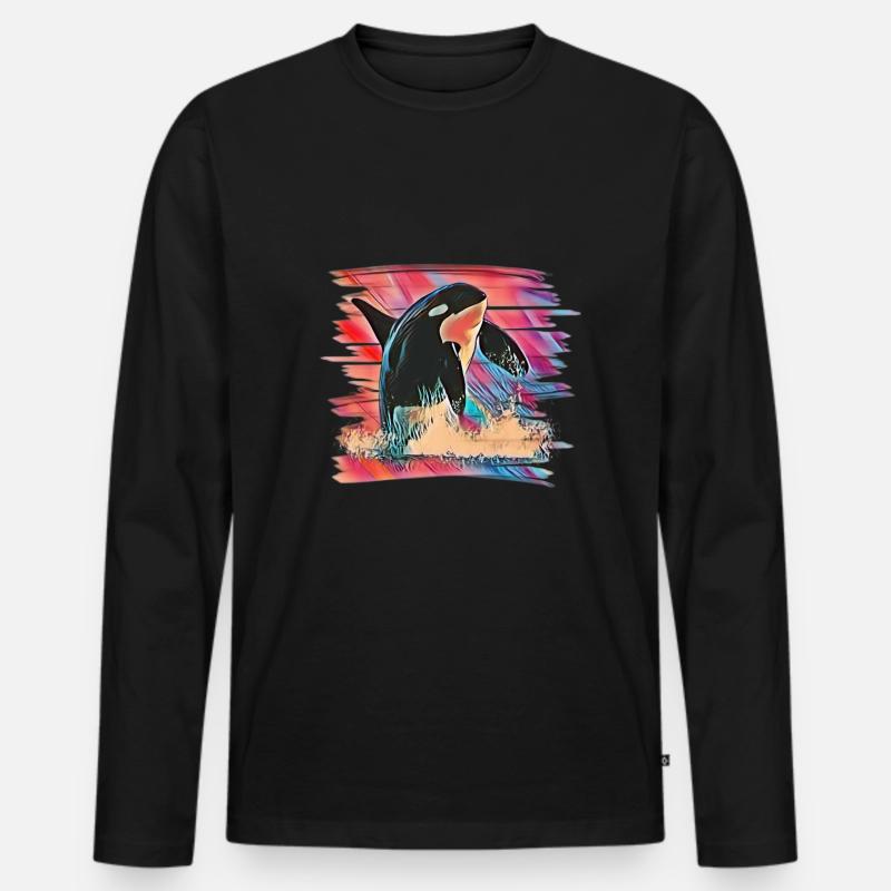 Orca - Männer Premium Bio Langarmshirt - Schwarz