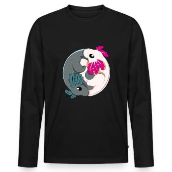 Aquarium amphibien Axolotl YinYang - T-shirt manches longues Premium bio Homme - noir - Devant - Nico (187cm)