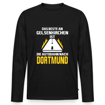 Dortmund: Das beste an Gelsenkirchen Motiv - Männer Premium Bio Langarmshirt - Schwarz - Vorne - Nico (187cm)