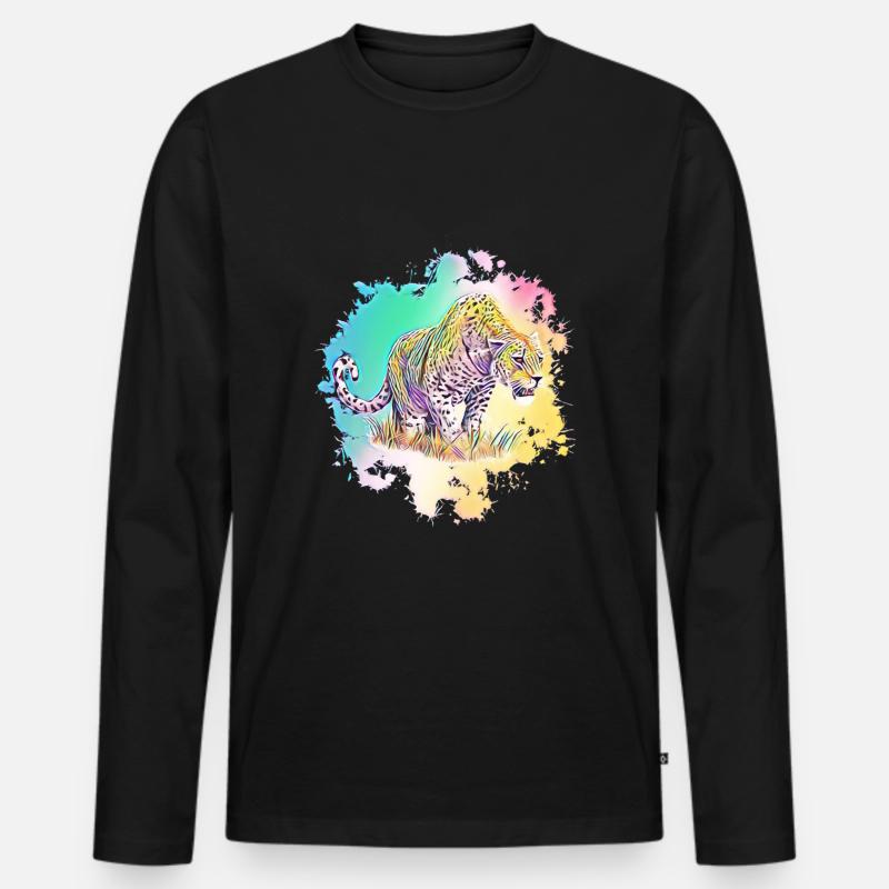 Leopard - Männer Premium Bio Langarmshirt - Schwarz