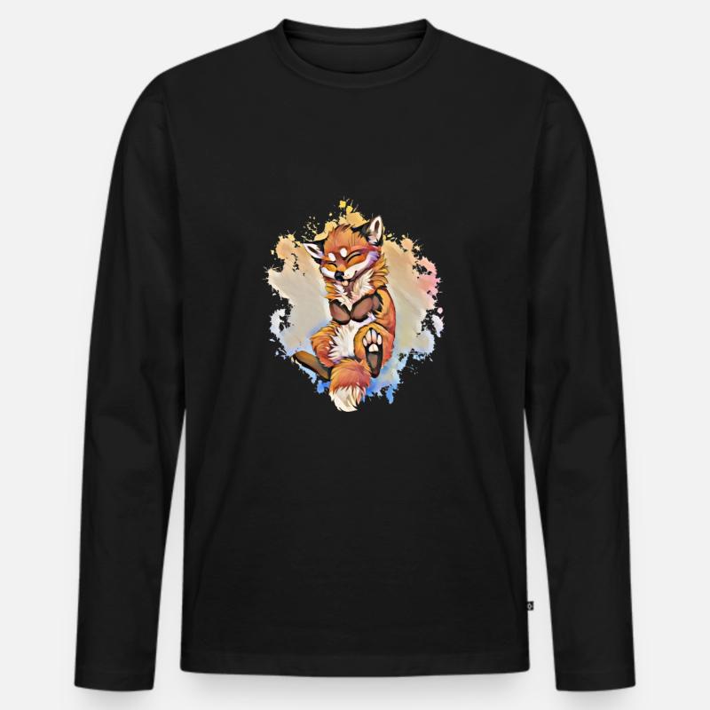 Fuchs - Männer Premium Bio Langarmshirt - Schwarz