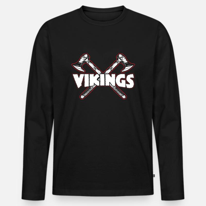 Vikings Axt - Wikinger Geschenk Geburtstag - Männer Premium Bio Langarmshirt - Schwarz