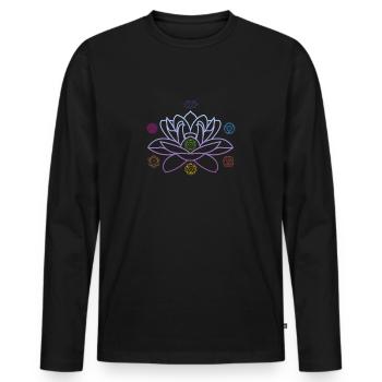 Lotus Erleuchtung 7 Chakras Lotusblüte - Männer Premium Bio Langarmshirt - Schwarz - Vorne - Nico (187cm)