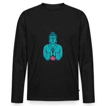 Buddha Lotus Erleuchtung Lotusblüte Spiritualität - Männer Premium Bio Langarmshirt - Schwarz - Vorne - Nico (187cm)