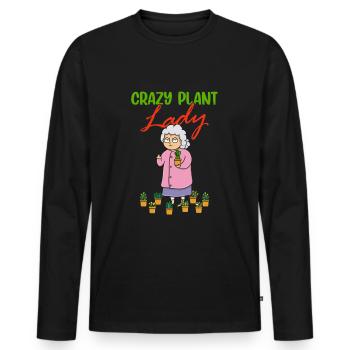 Crazy Plant Lady Cacti Cactus Fleurs Succulentes - T-shirt manches longues Premium bio Homme - noir - Devant - Nico (187cm)