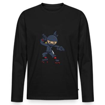Ninja Inline Skates Rollschuhe für Inline Skater - Männer Premium Bio Langarmshirt - Schwarz - Vorne - Nico (187cm)