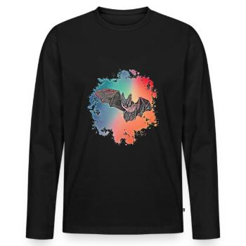 Fledermaus - Männer Premium Bio Langarmshirt - Schwarz - Vorne - Nico (187cm)