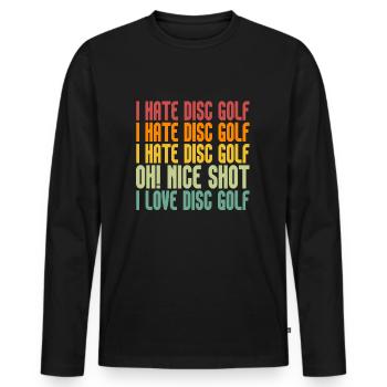Lustiges Frisbee Golf für einen Disc Golfer - Männer Premium Bio Langarmshirt - Schwarz - Vorne - Nico (187cm)