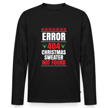Fehler 404 - Weihnachts Pullover nicht gefunden - Männer Premium Bio Langarmshirt - Schwarz - Vorne - Nico (187cm)