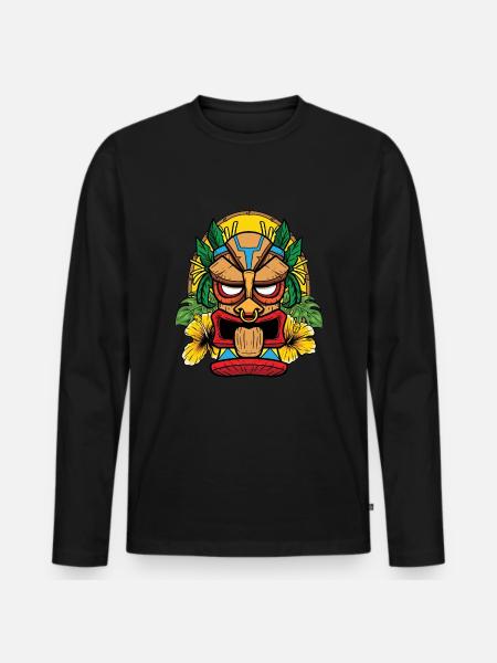 Hawaiian Tiki - Hawaï - T-shirt manches longues Premium bio Homme - noir