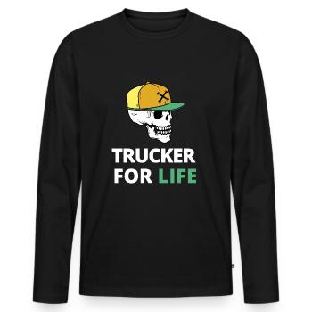 Trucker for life - Men's Premium Organic Long Sleeve Shirt - black - Front - Nico (187cm)