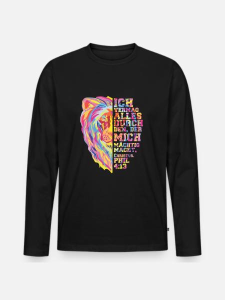 Jesus Löwe von Juda - Männer Premium Bio Langarmshirt - Schwarz