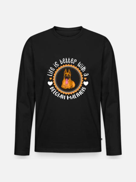 Malinois Belgian Shepherd Dog - Men's Premium Organic Long Sleeve Shirt - black