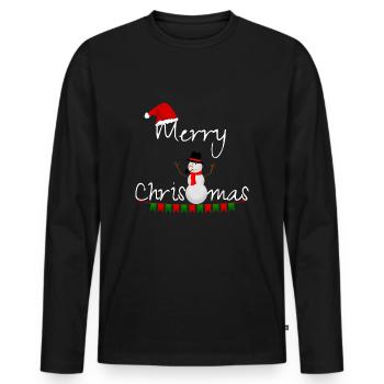 Joyeux Noël Joyeux Noël Joyeux Noël - T-shirt manches longues Premium bio Homme - noir - Devant - Nico (187cm)