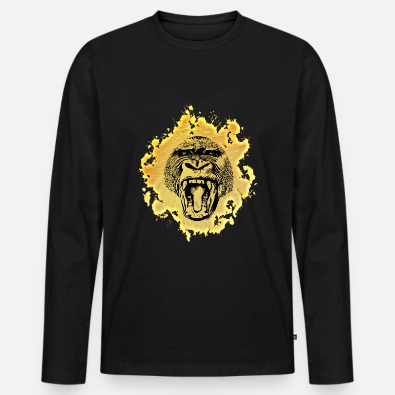 Affe - Männer Premium Bio Langarmshirt - Schwarz