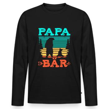 Papa Bär - Männer Premium Bio Langarmshirt - Schwarz - Vorne - Nico (187cm)