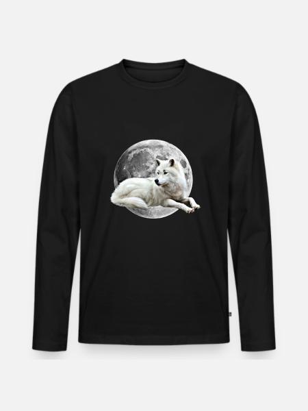 Wolf - Männer Premium Bio Langarmshirt - Schwarz