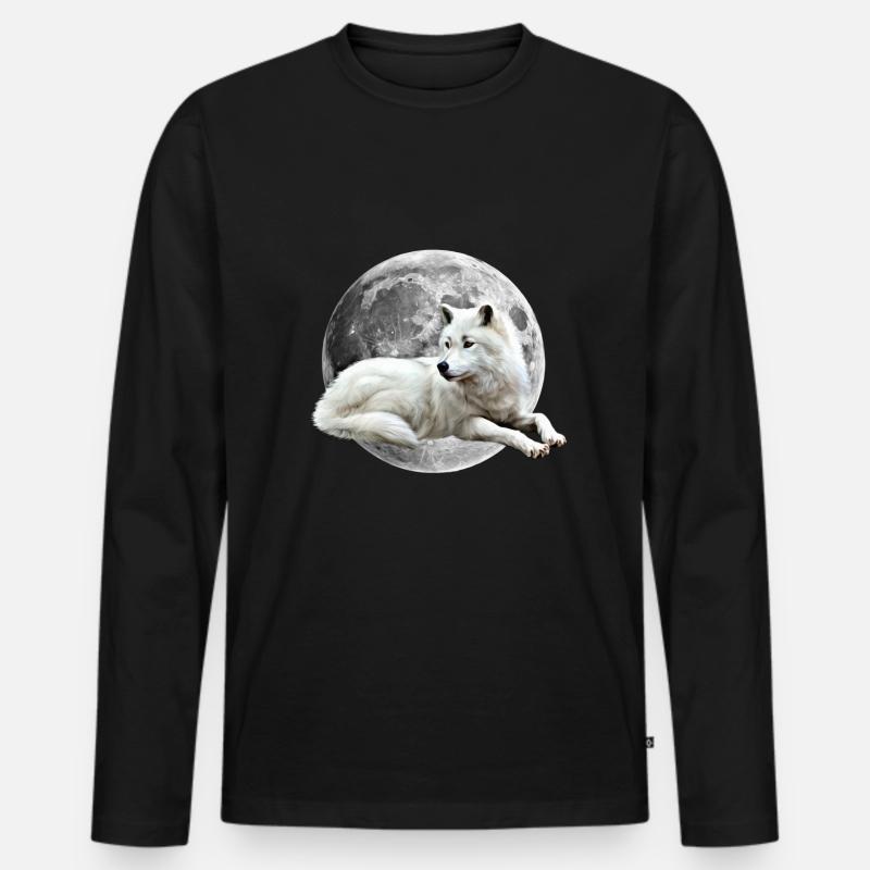 Wolf - Männer Premium Bio Langarmshirt - Schwarz