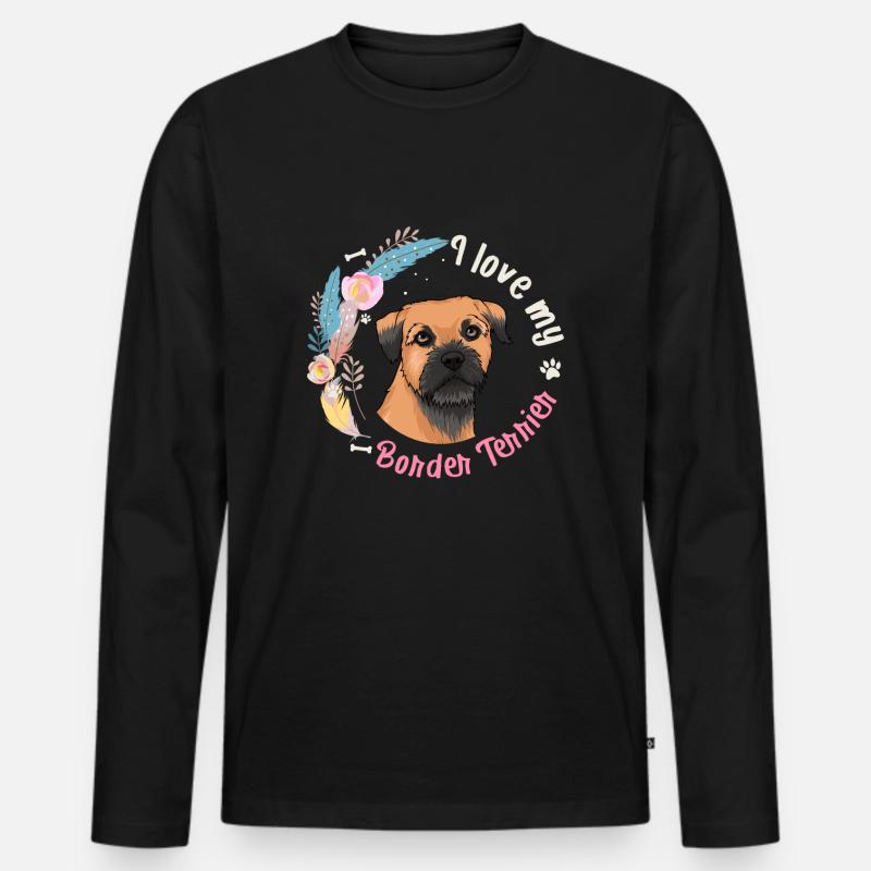 Border Terrier - Männer Premium Bio Langarmshirt - Schwarz