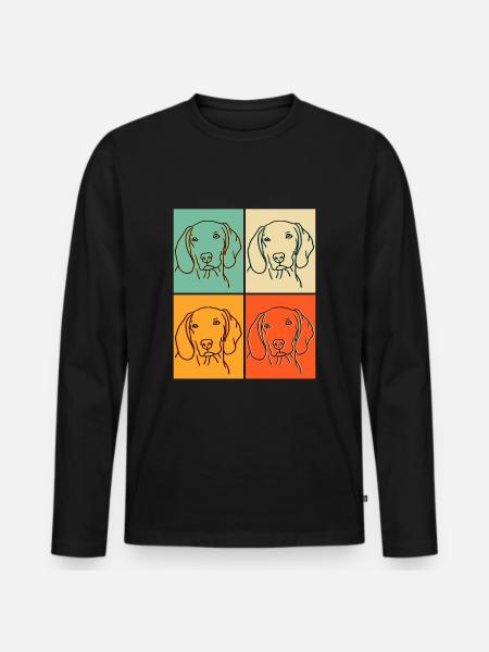 Weimaraner Popart Geschenk - Männer Premium Bio Langarmshirt - Schwarz