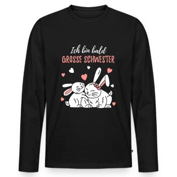 Bald grosse Schwester / Werde grosse Schwester - Männer Premium Bio Langarmshirt - Schwarz - Vorne - Nico (187cm)