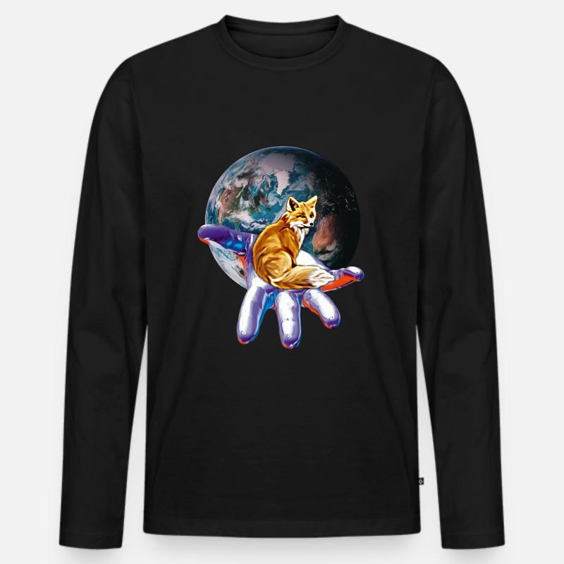 Fuchs - Männer Premium Bio Langarmshirt - Schwarz